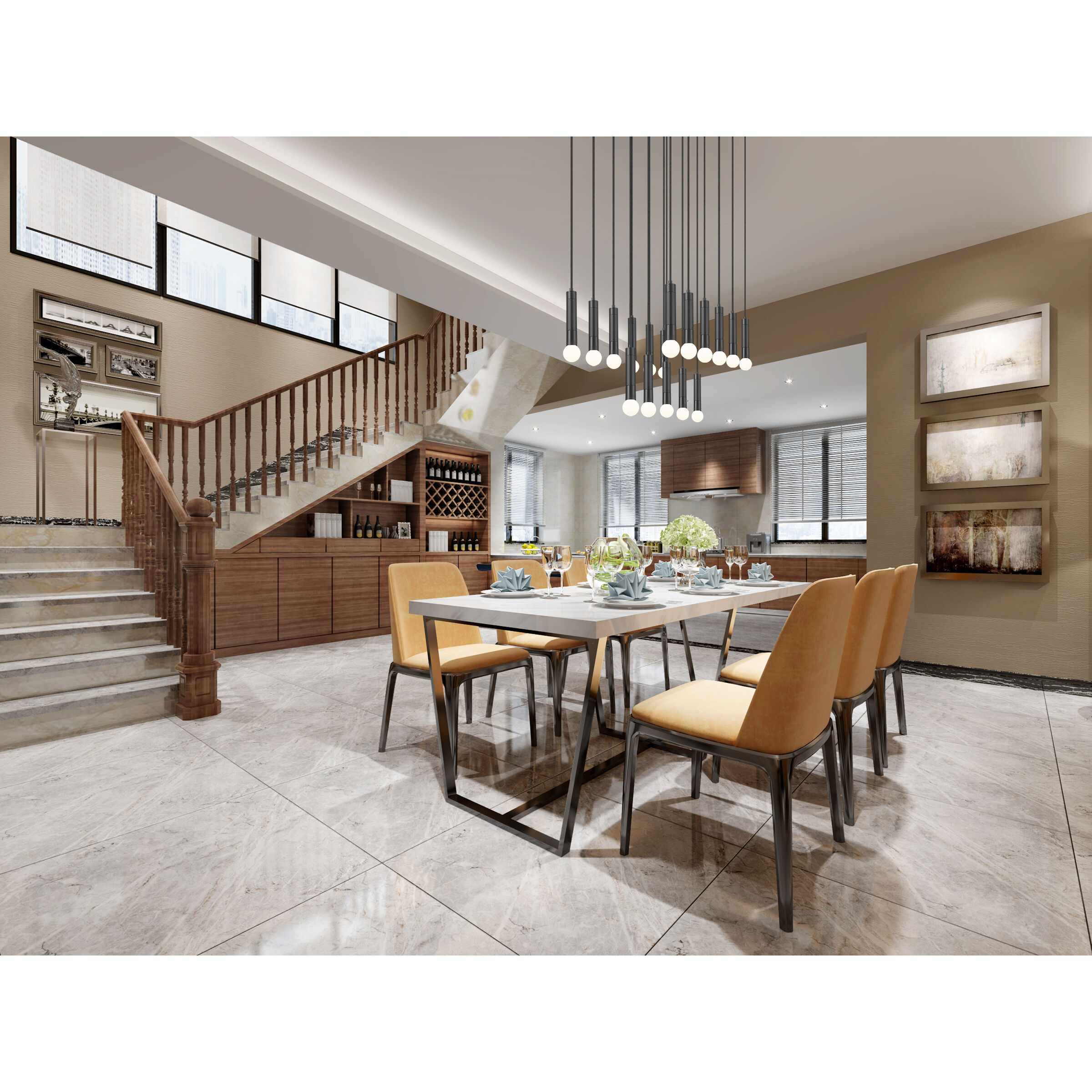 Stari Linear Chandelier Ceiling Light in Matte Black