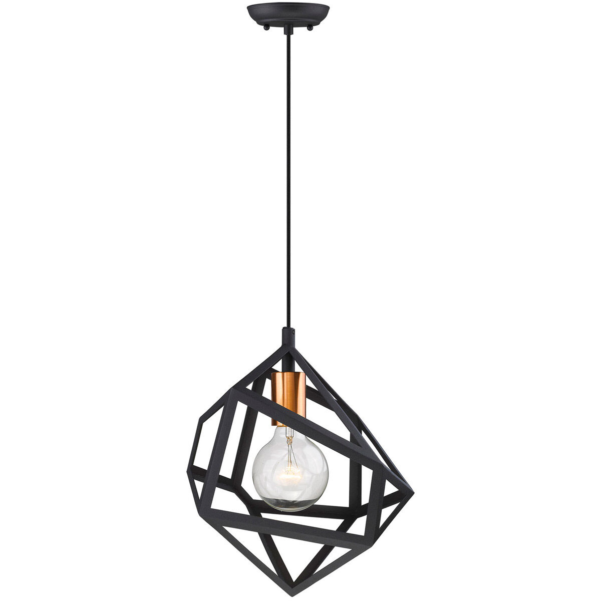 Hedron 1 Light 9 inch Matte Black Pendant Ceiling Light