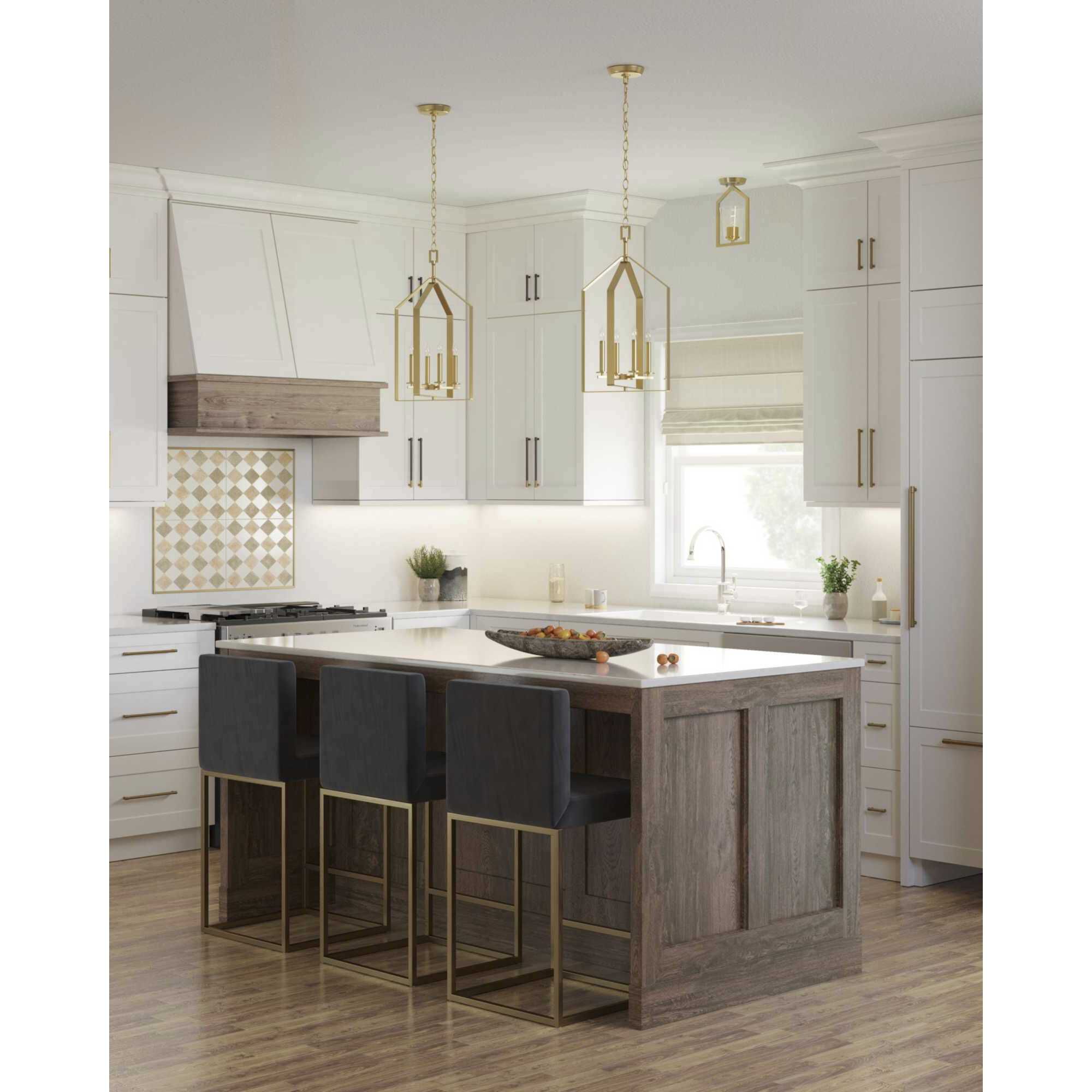 Vertex 4 Light 15 inch Brushed Gold Foyer Light Ceiling Light