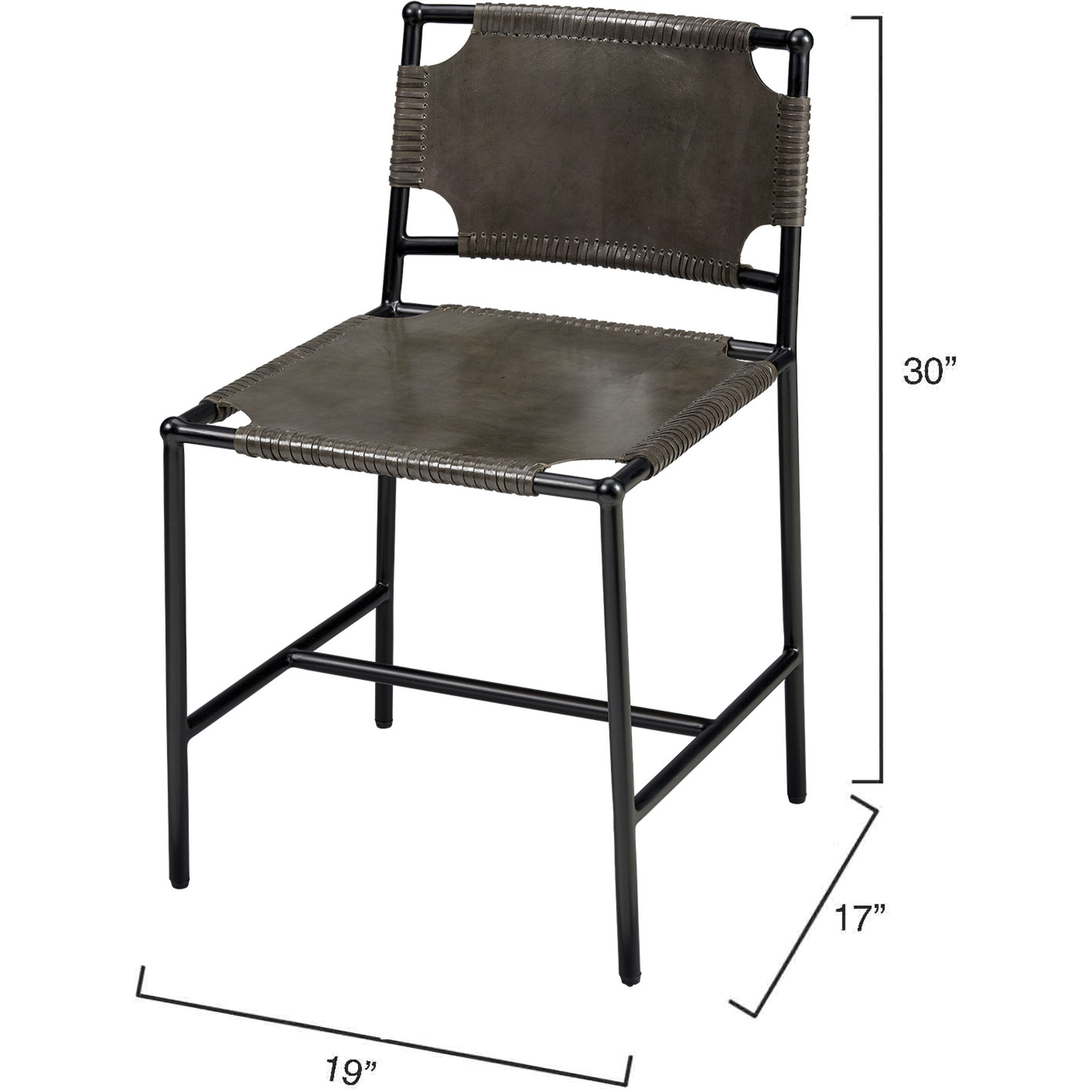 Asher Black and Grey Leather Dining Chair