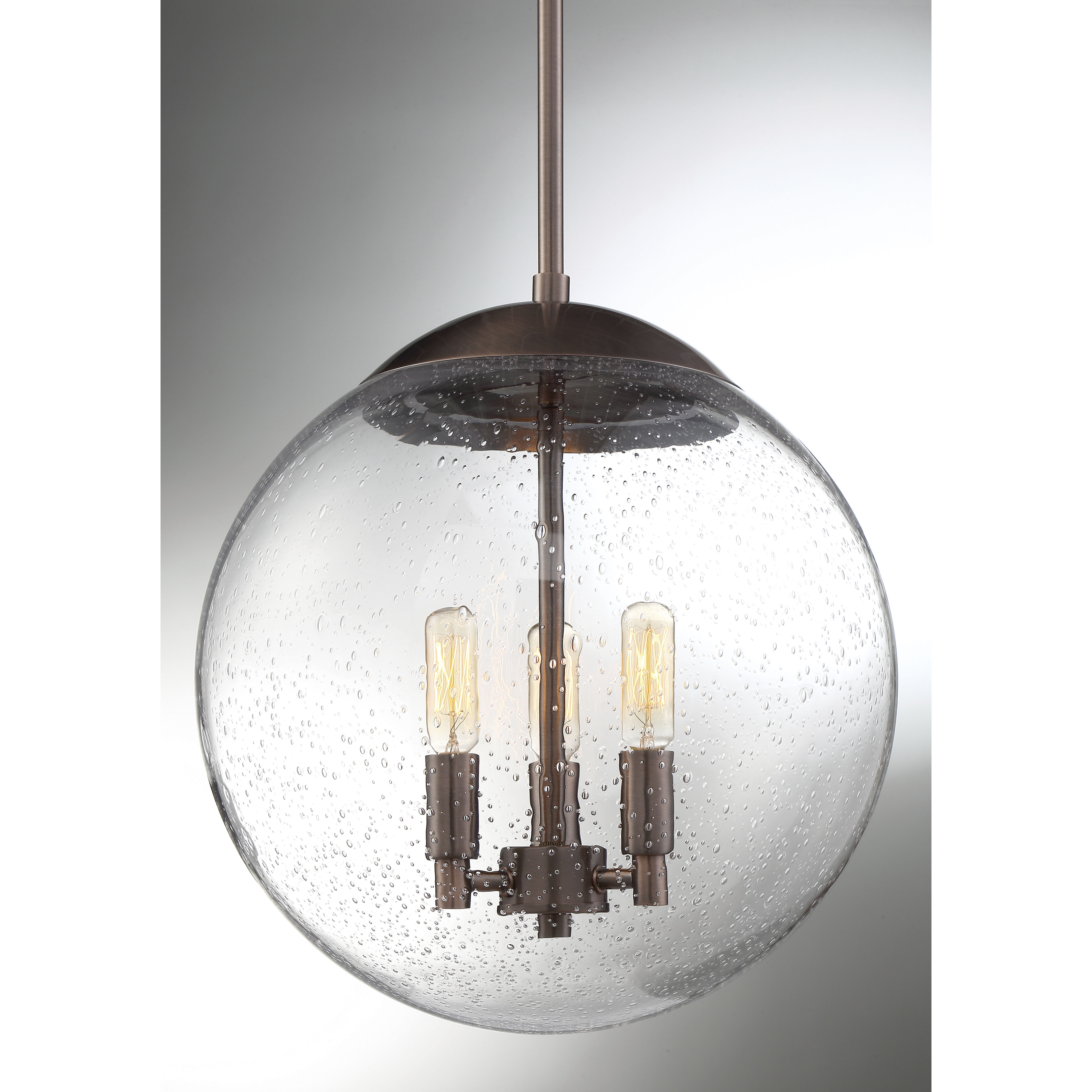Ariel 3 Light 13 inch Antique Copper and Clear Seeded Pendant Ceiling Light