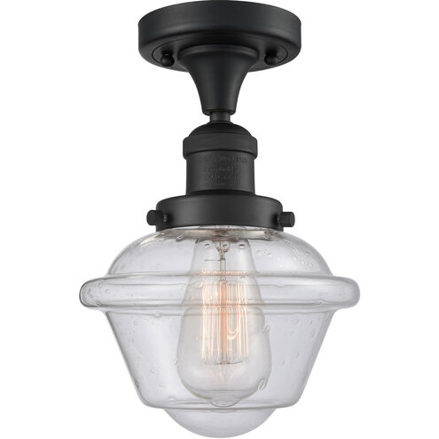 Franklin Restoration Small Oxford LED 7.5 inch Matte Black Semi-Flush Mount Ceiling Light in Seedy Glass, Franklin Restoration