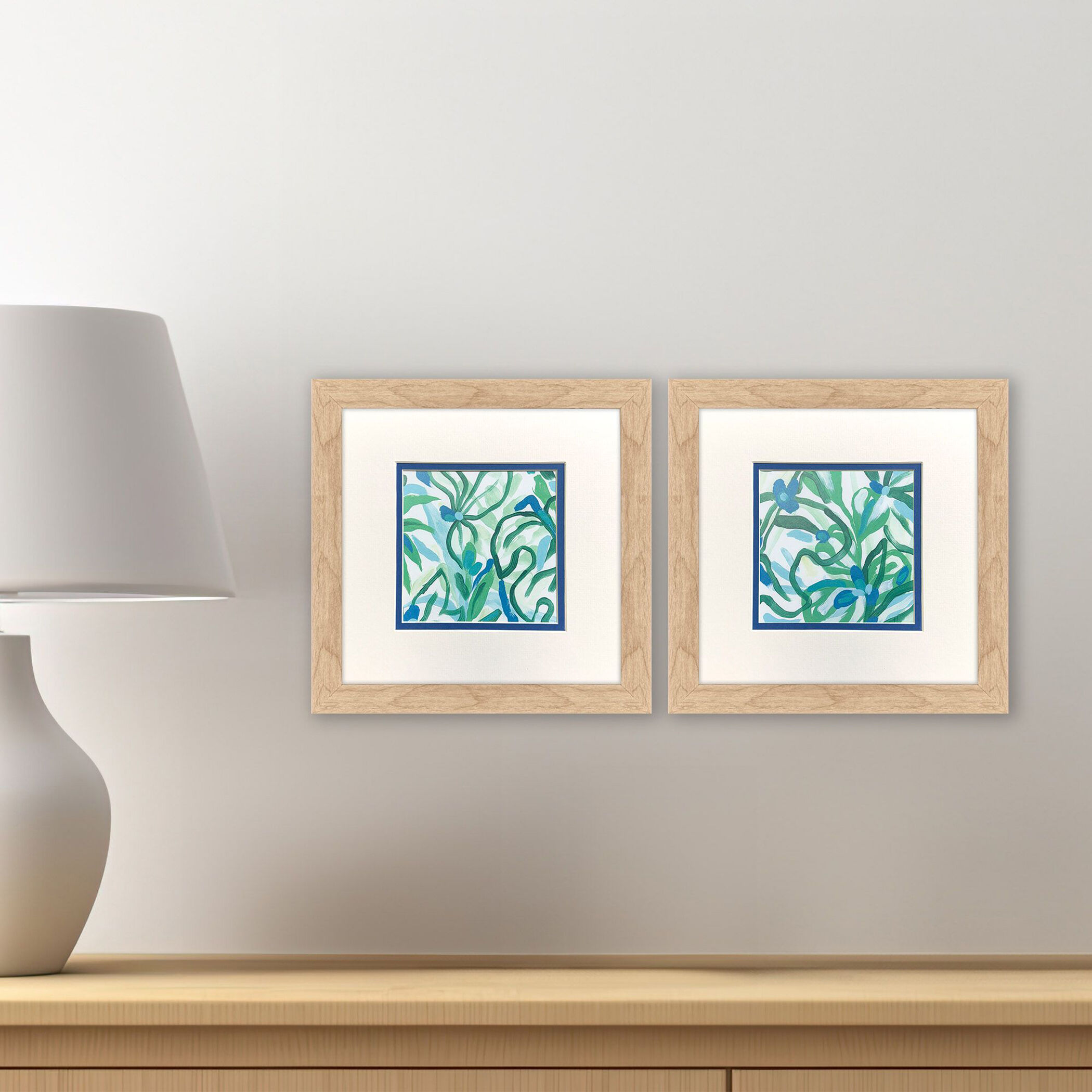 Jungle Melody Blue and Green Framed Art, Propac