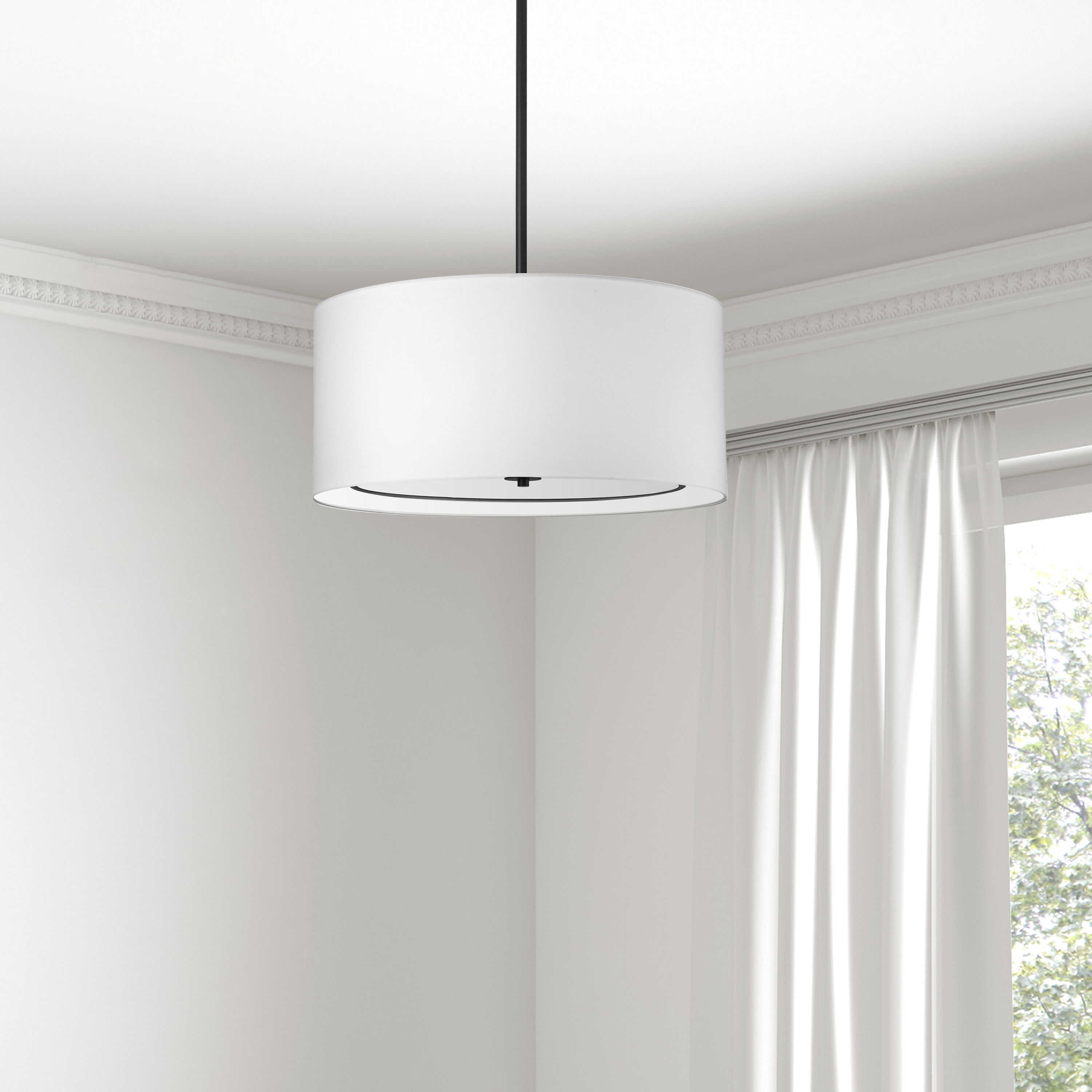 Porscha 4 Light 22 inch Matte Black with White Pendant Ceiling Light