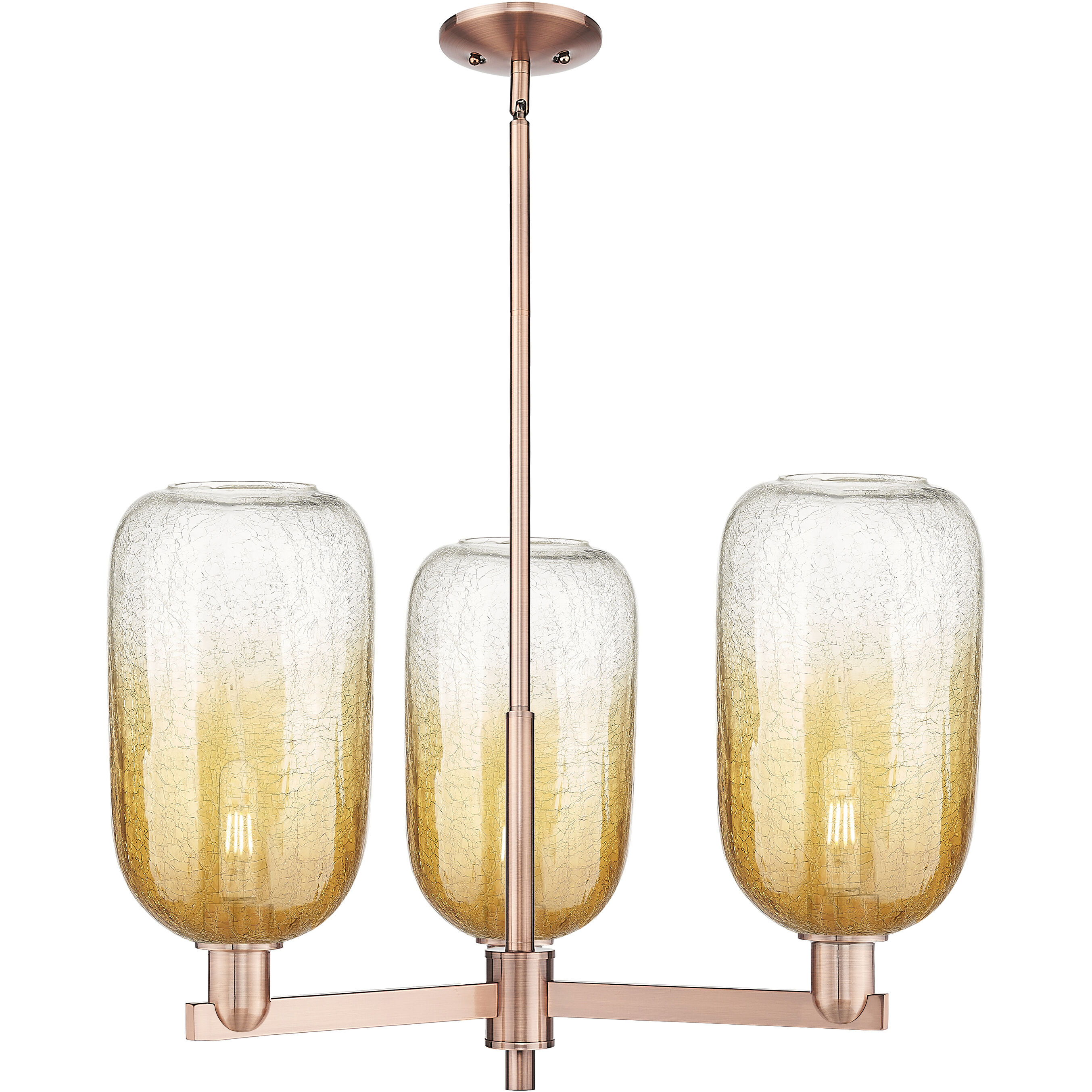 Brookhaven Cloche 3 Light 17.63 inch Antique Copper Chandelier Ceiling Light in Amber Glass