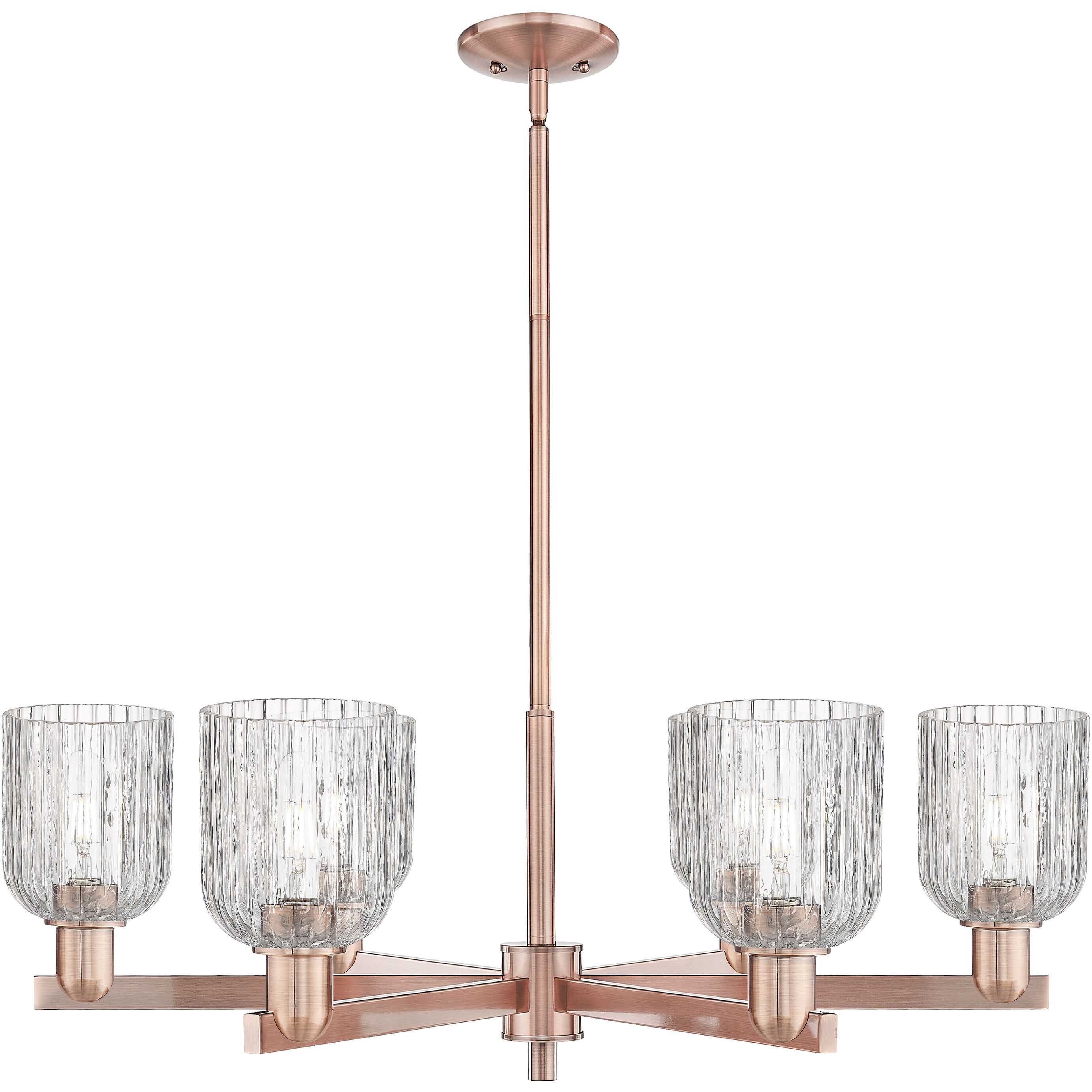 Bridal Veil 6 Light 34.75 inch Antique Copper Chandelier Ceiling Light in Clear Glass