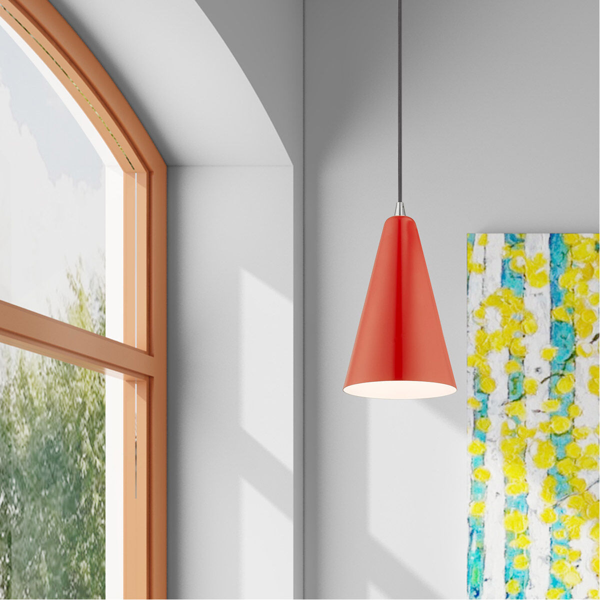 Allison 1 Light 7 inch Shiny Red Mini Pendant Ceiling Light