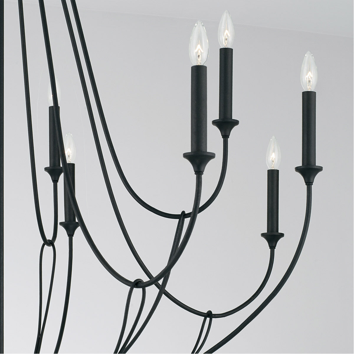 Bentley 12 Light 52 inch Black Iron Chandelier Ceiling Light