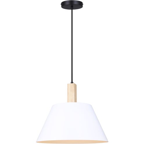 Harlyn 1 Light 14.5 inch Black/White/Wood Pendant Ceiling Light
