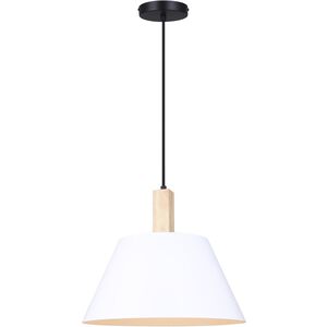 Harlyn 1 Light 14.5 inch Black/White/Wood Pendant Ceiling Light
