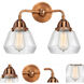 Nouveau 2 Fulton 2 Light 15 inch Antique Copper Bath Vanity Light Wall Light in Clear Glass