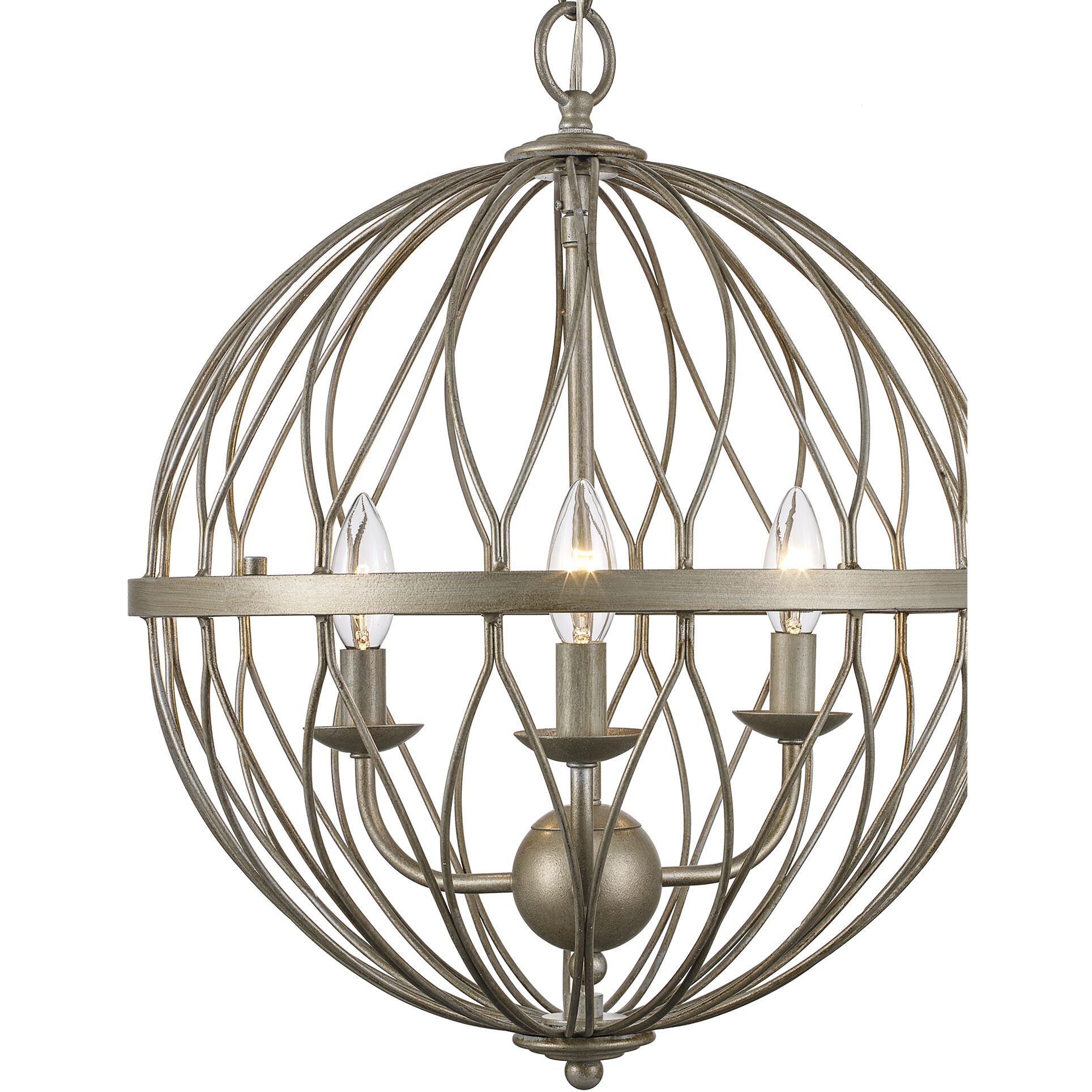 Sequoia 3 Light 16 inch Anique Silver Leaf Pendant Ceiling Light in Antique Silver Leaf