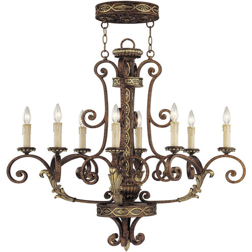 Seville 8 Light 22 inch Palacial Bronze with Gilded Accents Oval Chandelier Ceiling Light