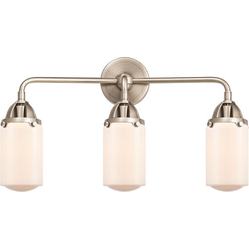 Nouveau 2 Dover 3 Light 22.5 inch Black Antique Brass Bath Vanity Light Wall Light in Matte White Glass