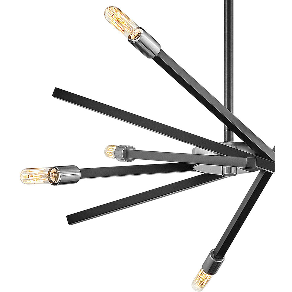 Archer 6 Light 26 inch Satin Black with Brushed Nickel Indoor Chandelier Ceiling Light