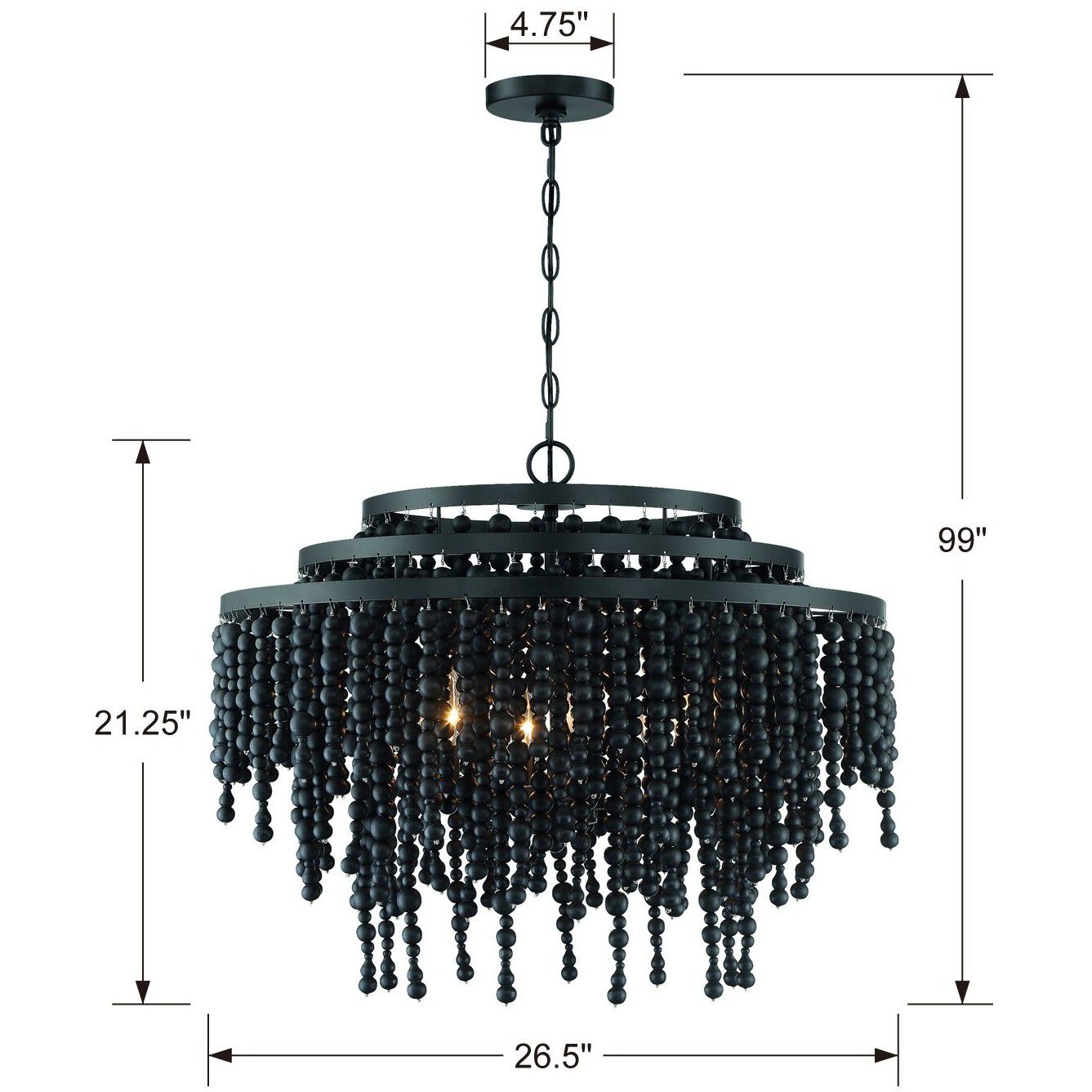 Poppy 6 Light 26.5 inch Matte Black Chandelier Ceiling Light