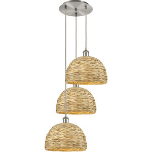 Woven Rattan 3 Light 18.50 inch Pendant