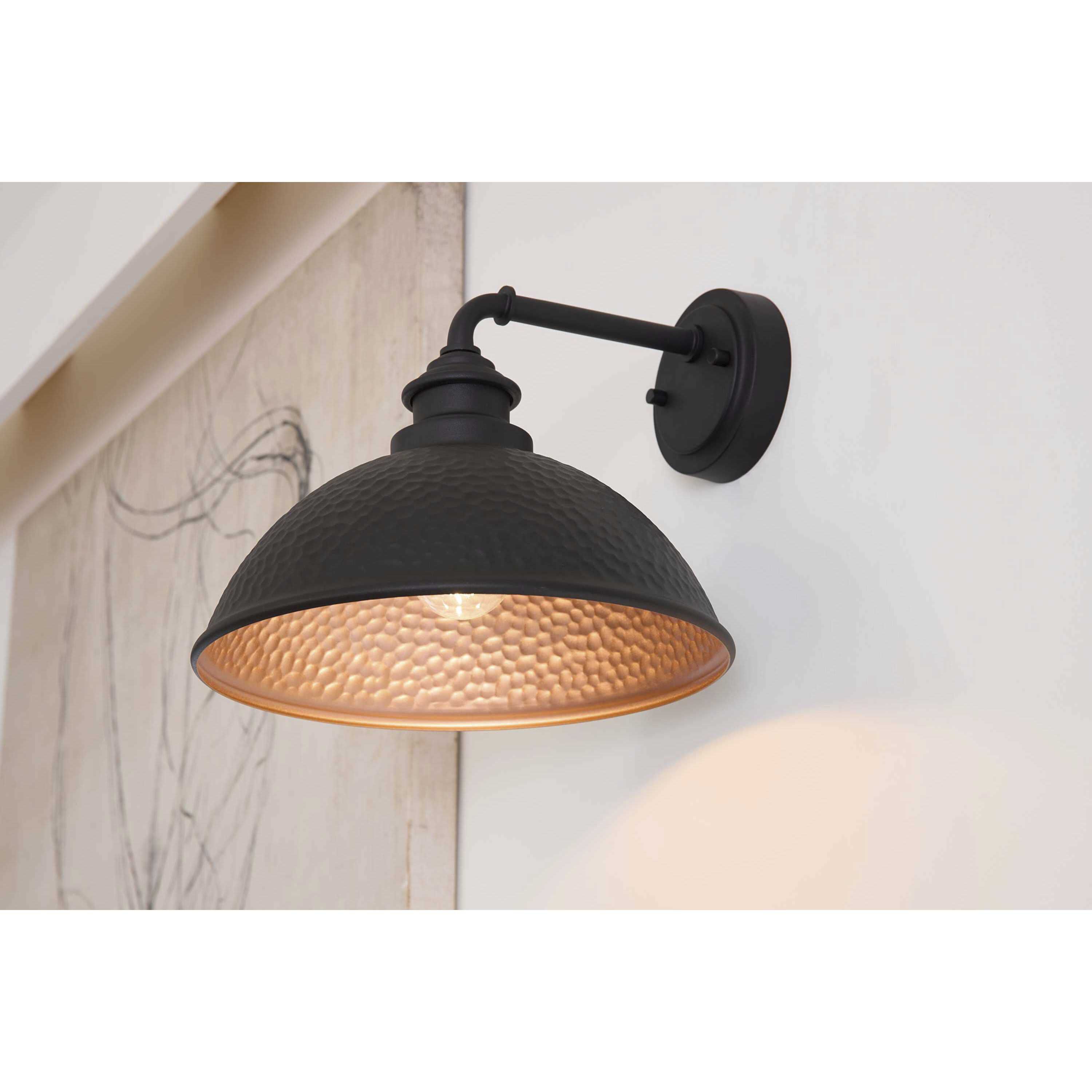 Englewood 1 Light 10 inch Textured Black Outdoor Wall Lantern, Medium