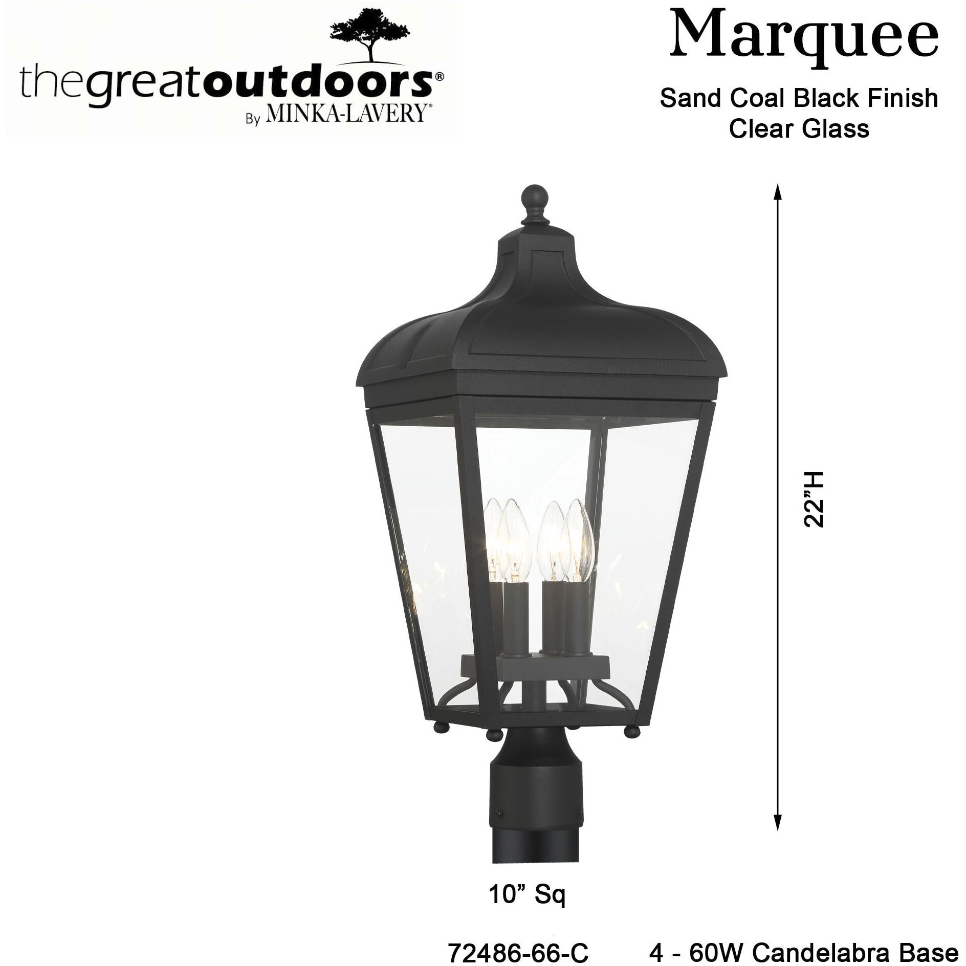 Marquee 4 Light 22 inch Sand Coal Outdoor Post Lantern, Great Outdoors