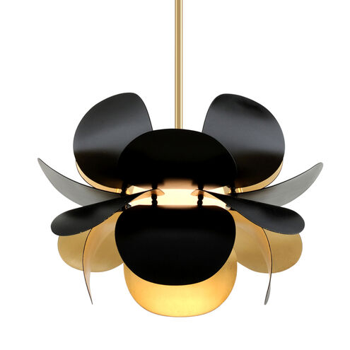 Ginger 1 Light 17.75 inch Black and Gold Leaf Pendant Ceiling Light