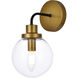 Hanson 1 Light 9 inch Black and Brass Bath Sconce Wall Light