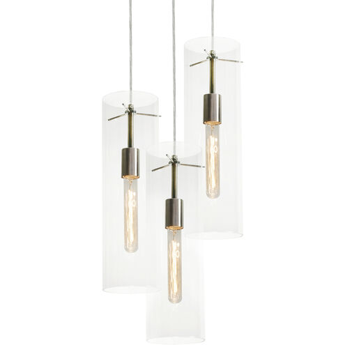 View 3 Light 16 inch Satin Nickel Multi Pendant Ceiling Light