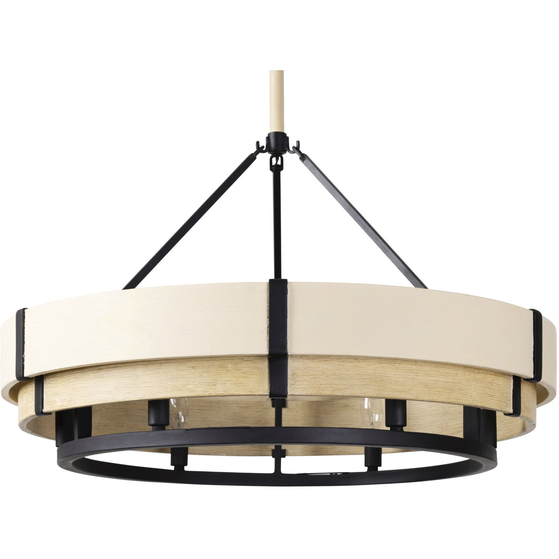 Blonde Moment 6 Light 28.5 inch Matte Black and Honey with Medium Oak Pendant Ceiling Light