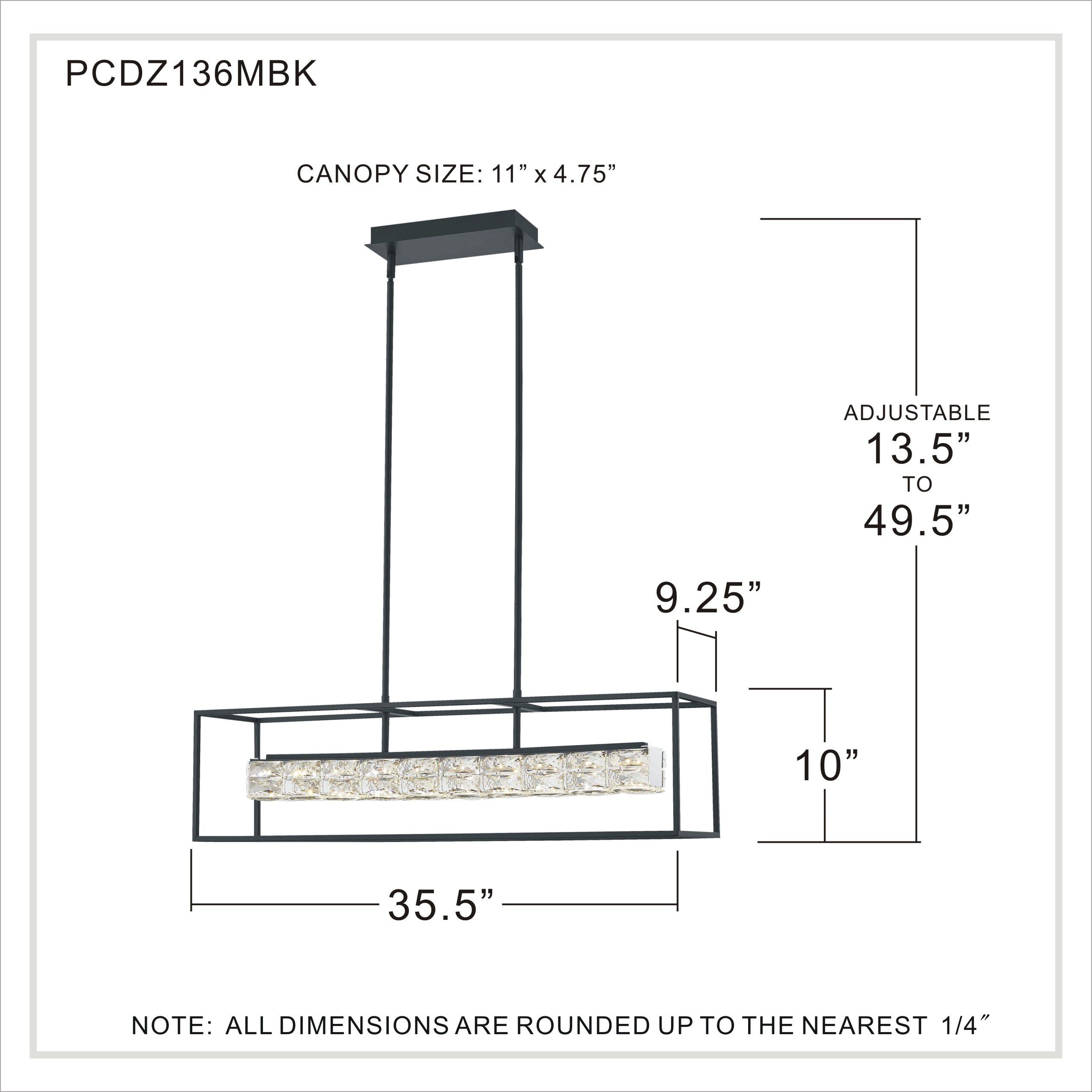 Dazzle LED 36 inch Matte Black Island Light Ceiling Light