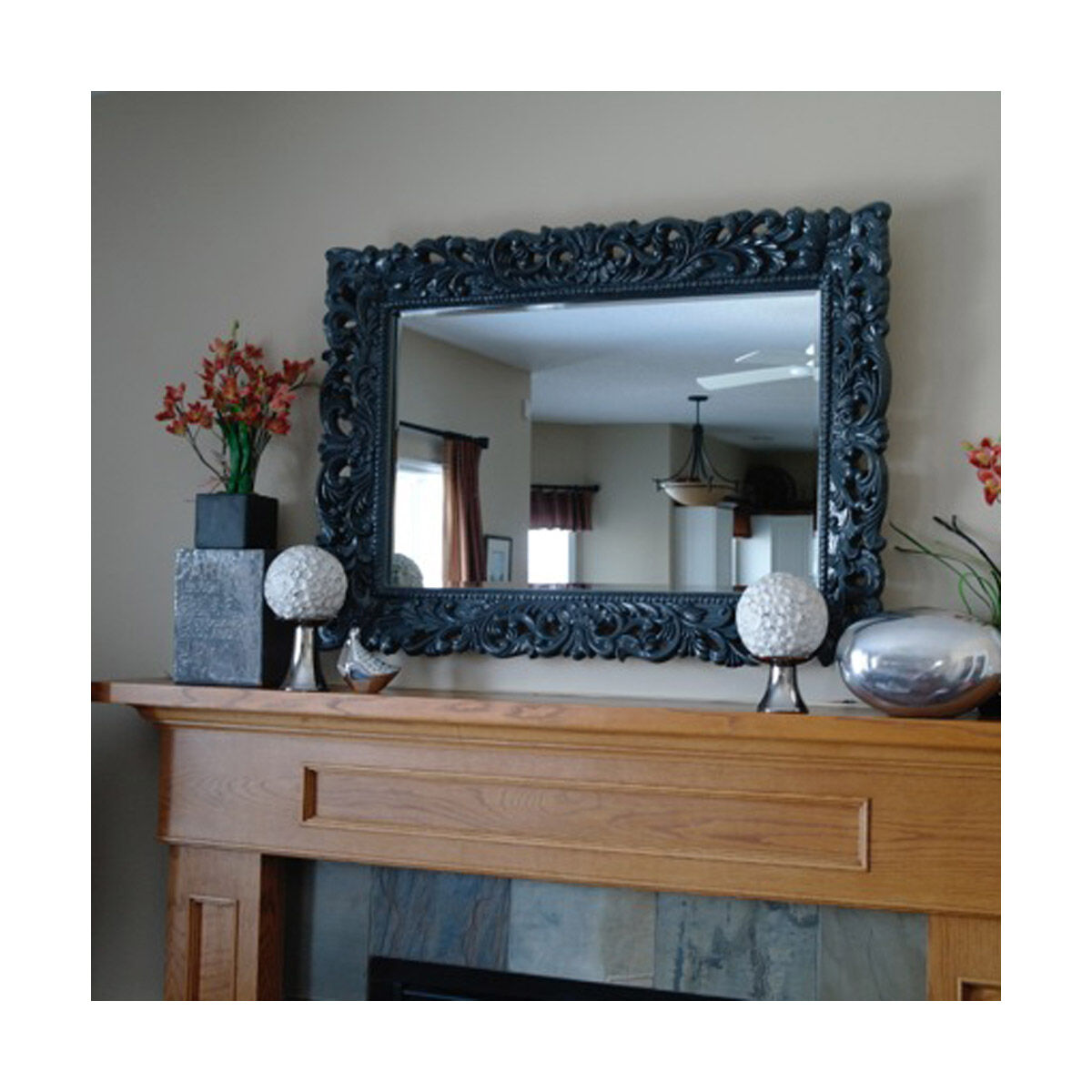 Barcelona 46 X 32 inch Glossy Charcoal Wall Mirror