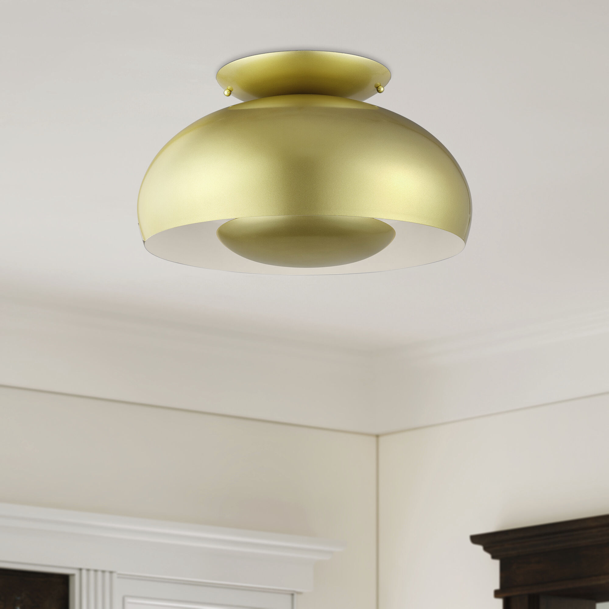 Domma 3 Light 17 inch Soft Gold Semi Flush Mount Ceiling Light, Large