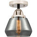Nouveau 2 Fulton LED 6.75 inch Black Polished Nickel Semi-Flush Mount Ceiling Light in Plated Smoke Glass
