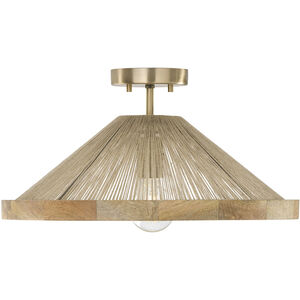 Maya 1 Light 19 inch Matte Brass Semi-Flush Ceiling Light, Convertible Dual Mount