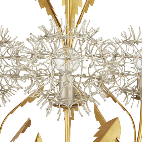 Dandelion 3 Light 22.75 inch Silver and Contemporary Gold Leaf Pendant Ceiling Light
