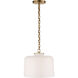 Thomas O'Brien Katie5 1 Light 12 inch Hand-Rubbed Antique Brass Dome Pendant Ceiling Light in White Glass