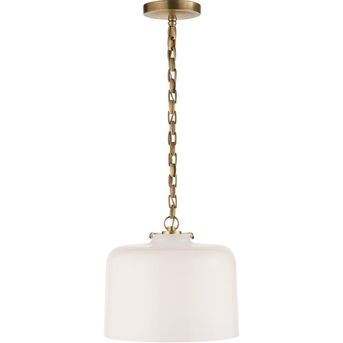Thomas O'Brien Katie5 1 Light 12 inch Hand-Rubbed Antique Brass Dome Pendant Ceiling Light in White Glass
