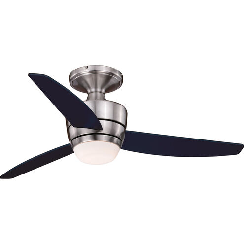 Adrian 44 inch Satin Nickel with Black Blades Ceiling Fan, Integrated Dimmable Remote