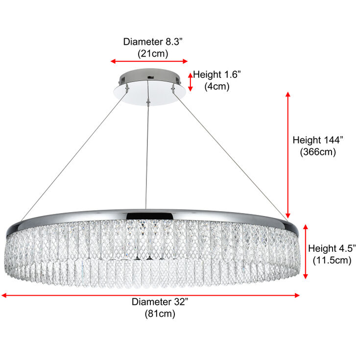 Rune 1 Light 32 inch Chrome Chandelier Ceiling Light