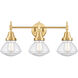 Caden 3 Light 25 inch Satin Gold Bath Vanity Light Wall Light