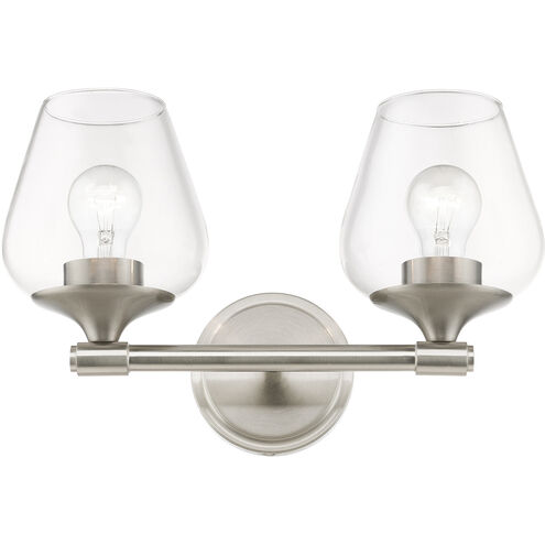 Willow 2 Light 15 inch Brushed Nickel Vanity Sconce Wall Light