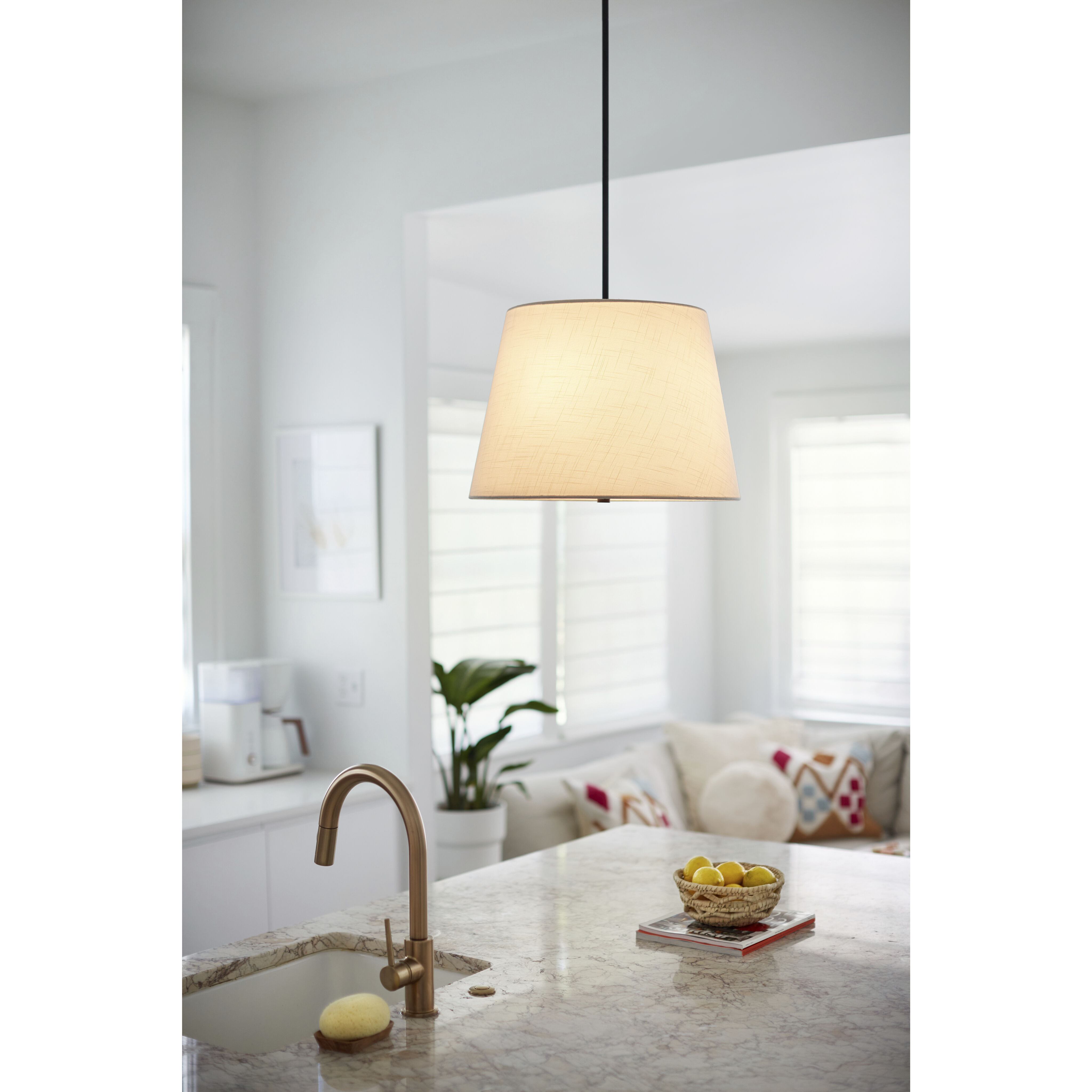 Beale LED 20 inch Black Pendant Ceiling Light, Semi-Flush Mount
