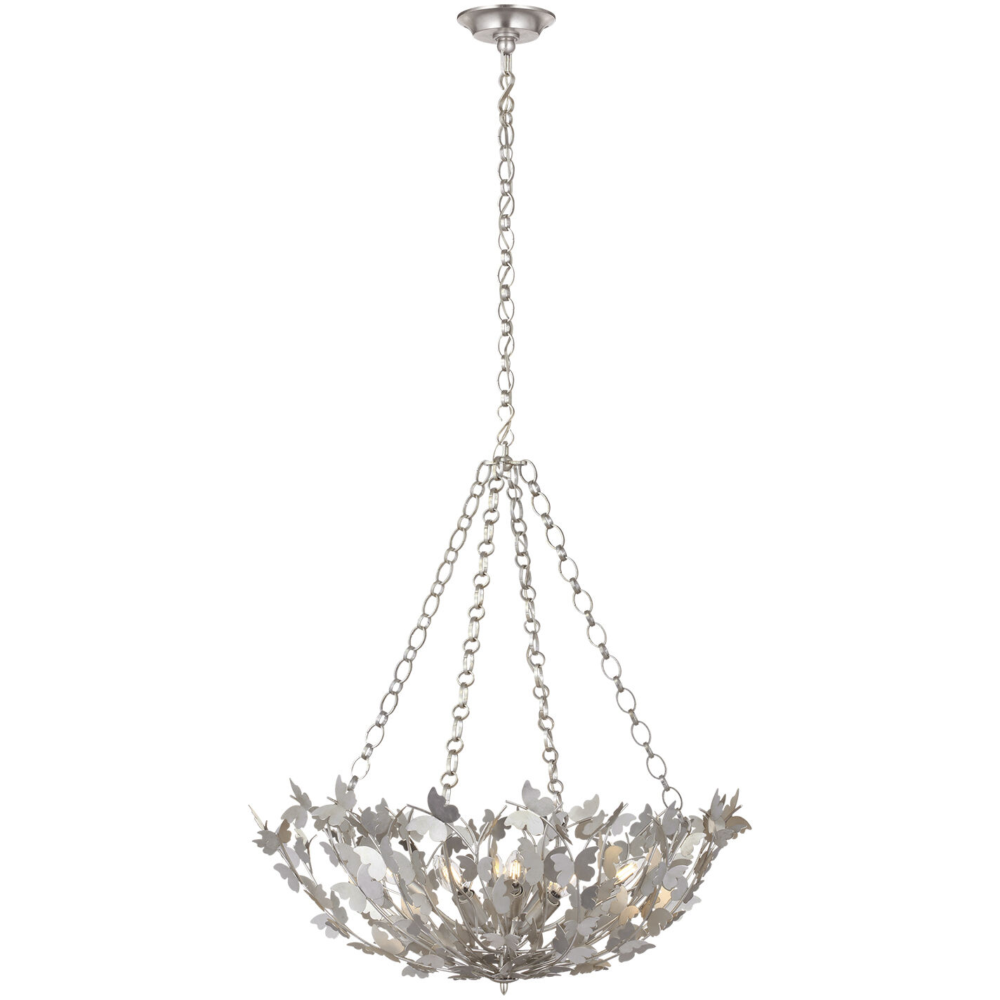 Julie Neill Farfalle LED 29.25 inch Burnished Silver Leaf Basket Chandelier Ceiling Light