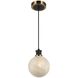 Gem LED 6 inch Black and Brushed Brass Pendant Ceiling Light in Glossy Textured White