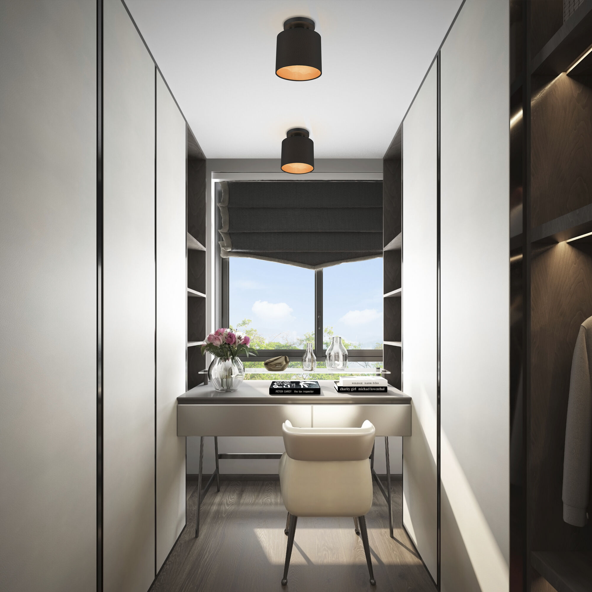 Sentosa 1 Light 7 inch Black Semi Flush Mount Ceiling Light