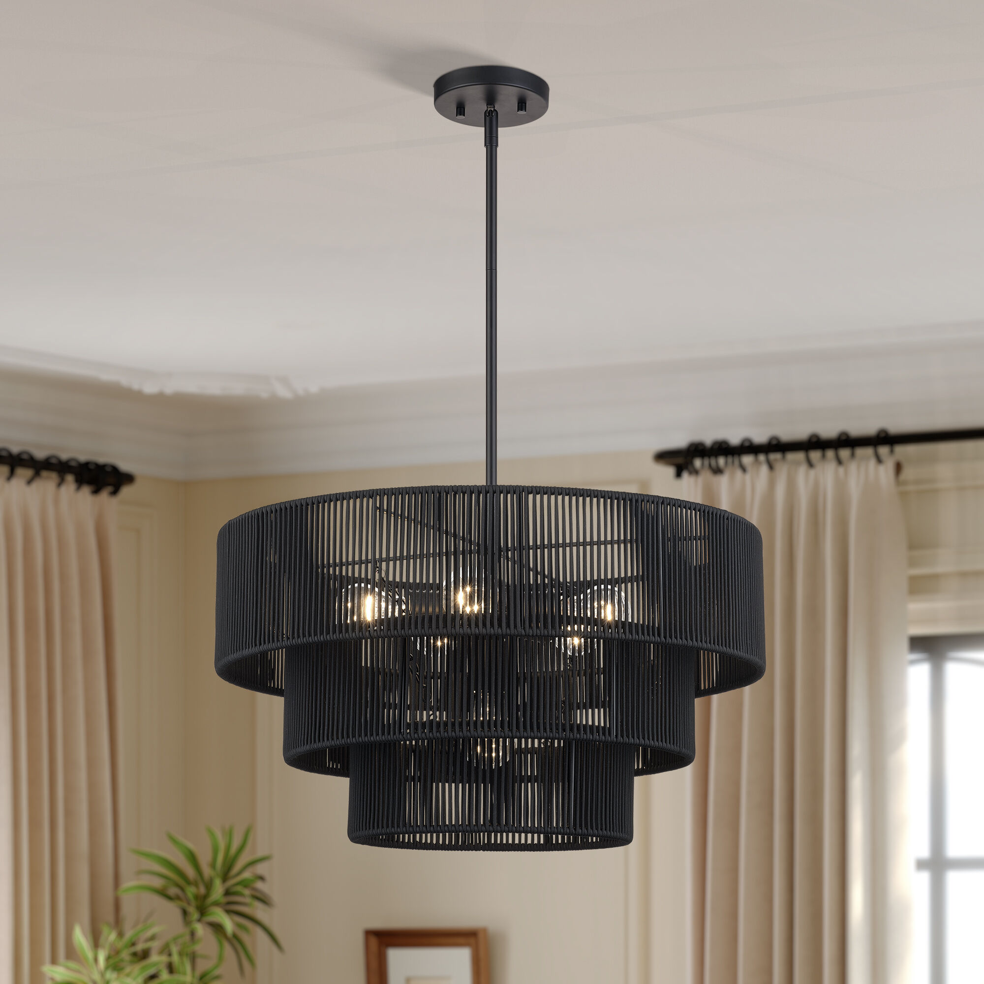Acordia 6 Light 23 inch Black Pendant Chandelier Ceiling Light