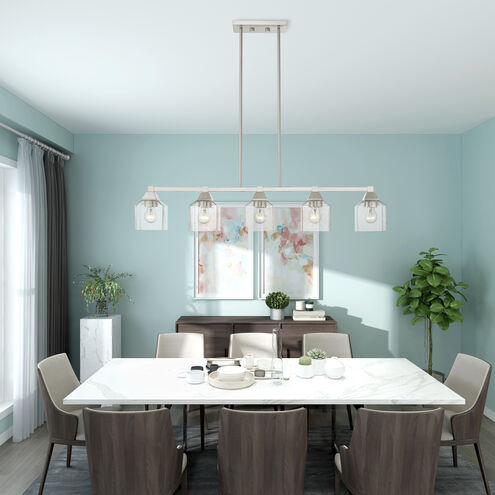 Aragon 5 Light 42 inch Brushed Nickel Linear Chandelier Ceiling Light