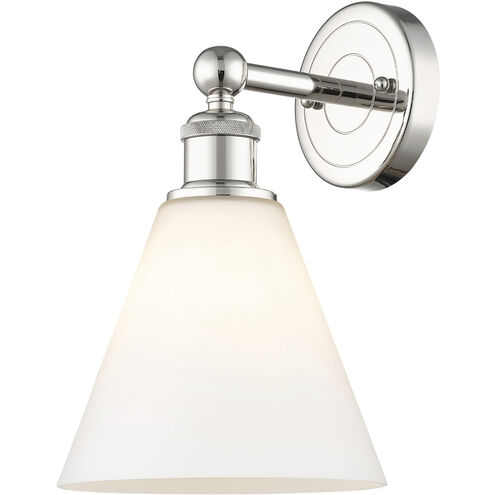 Berkshire Sconce Wall Light in Polished Nickel, Matte White