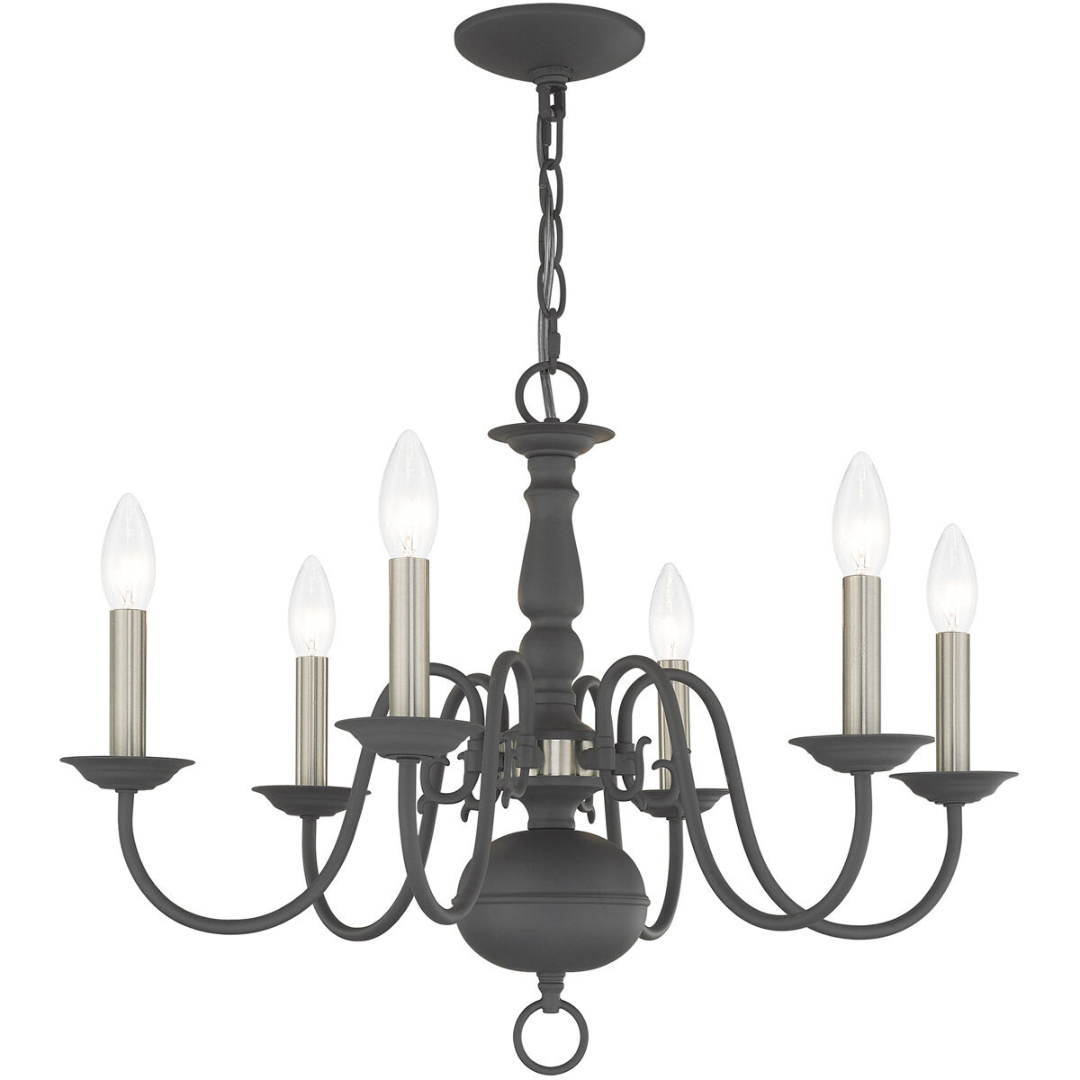 Williamsburgh 6 Light 24 inch Scandinavian Gray Chandelier Ceiling Light