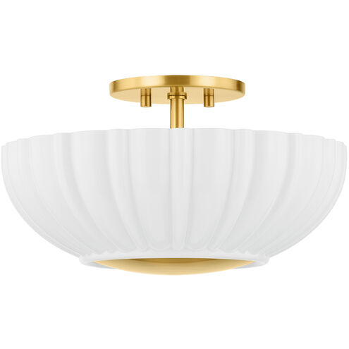 Anne 2 Light 15 inch Aged Brass Flush Mount Ceiling Light