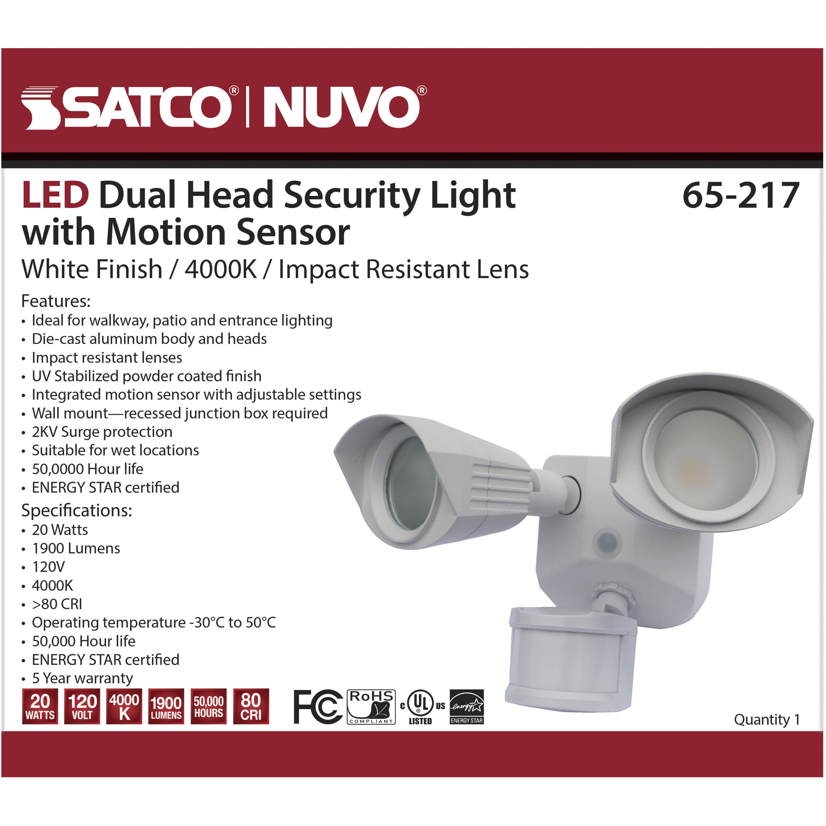 Brentwood LED 4 inch White Outdoor Security Light