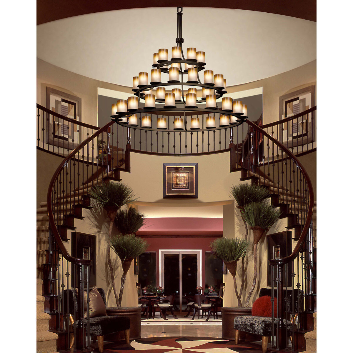 Fusion 45 Light 60 inch Dark Bronze Chandelier Ceiling Light in Incandescent, Caramel Fusion